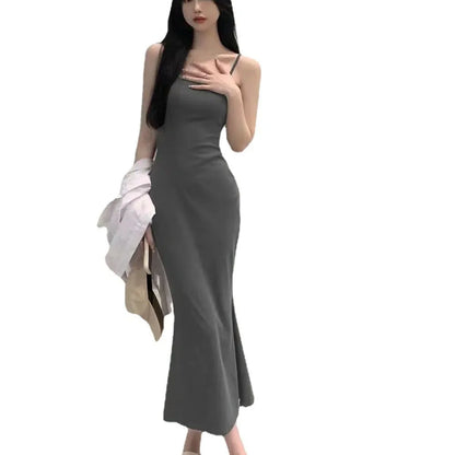 Sweet Spicy Girl Dress, Womens Summer Bodycon Skirt, Elegant Mermaid, Sleeveless, Waist Fitted, Open Back Tank Dress
