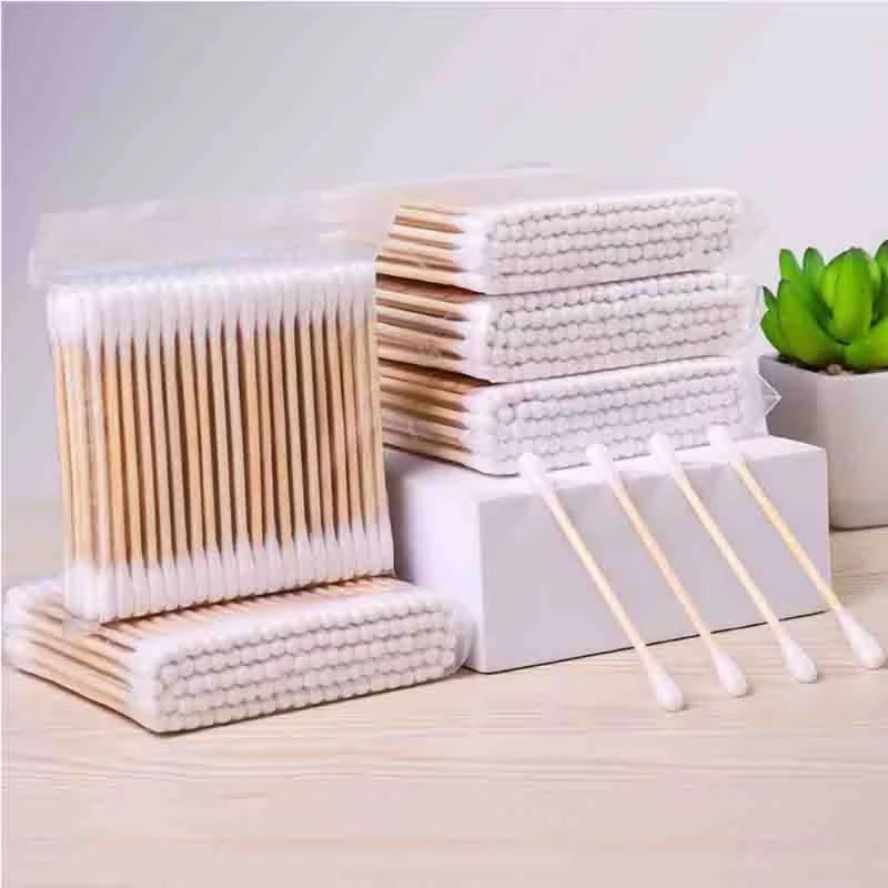 Wholesale Wooden Cotton Swabs Double-Tipped Hypoallergenic Cotton Buds