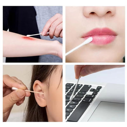 Wholesale Wooden Cotton Swabs DoubleTipped Hypoallergenic Cotton Buds 4