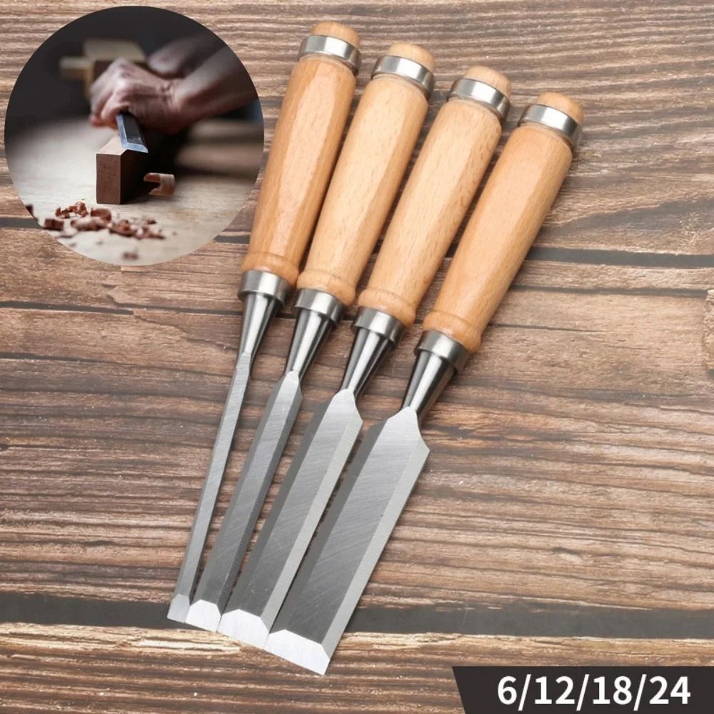 Wood Carving Chisel Set 8 12 16 20 mm Beech Handle