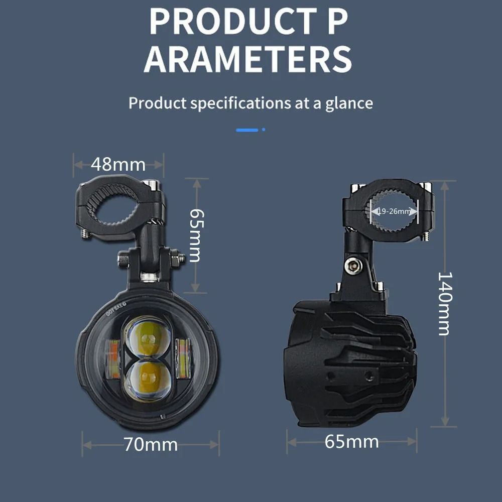 100W Motorcycle LED Headlight Fog Driving Light Dual Color 1