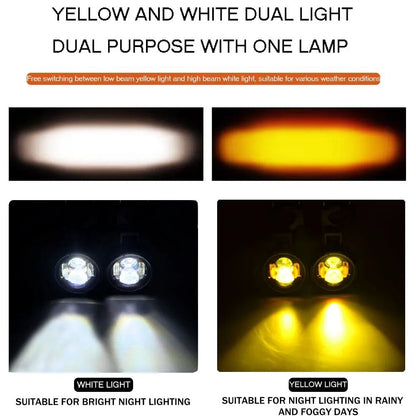 100W Motorcycle LED Headlight Fog Driving Light Dual Color 3