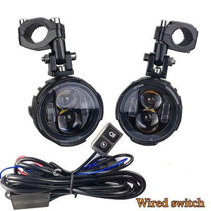 100W Motorcycle LED Headlight Fog Driving Light Dual Color 6