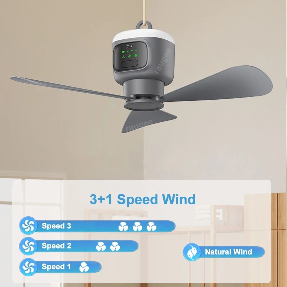 Portable Ceiling Fan With LED Light And Rechargeable Battery 5