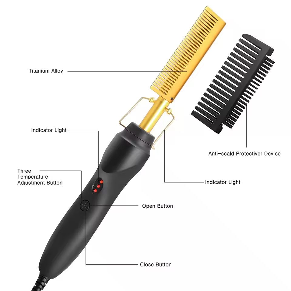 HeatGlide 2 In 1 Electric Hot Comb And Beard Straightener For Smooth Frizz Free Styling 4