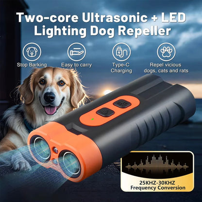 Dual Head Ultrasonic Dog Repeller And Training Device With LED Flashlight 2