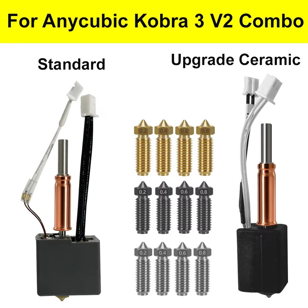Anycubic Kobra 3 V2 Ceramic Hotend Upgrade – Standard Nozzle Print Head Accessory