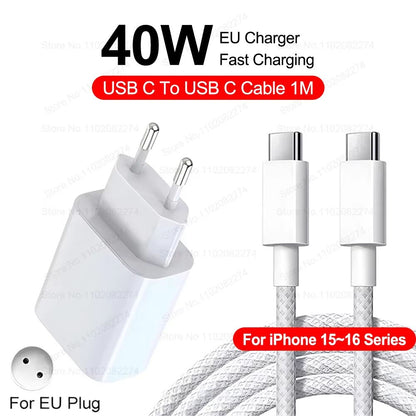PD 40W Fast Charger For IPhone 141312111516 Pro Max  USBC Fast Charging Cable 7