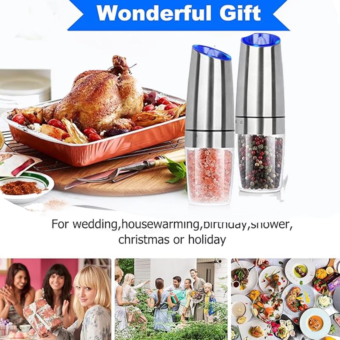 SmartGrind Gravity Electric Salt And Pepper Grinder Set With LED Light And Adjustable Coarseness 5