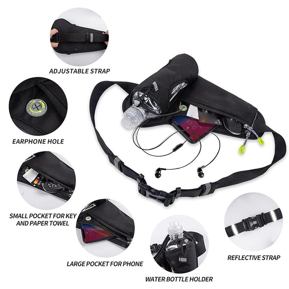 Multifunctional Outdoor Running Waist Bag, Adjustable Sports Fanny Pack, Hiking Cycling Fitness, Water Bottle Holder