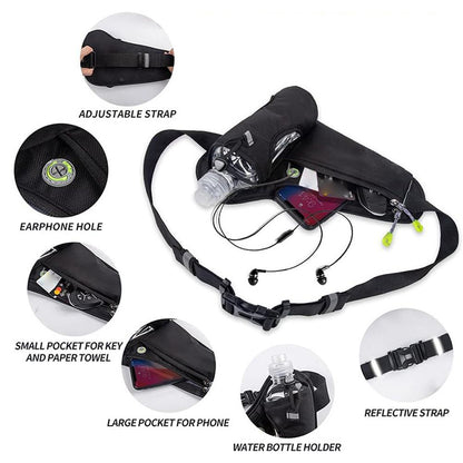 Multifunctional Outdoor Running Waist Bag, Adjustable Sports Fanny Pack, Hiking Cycling Fitness, Water Bottle Holder