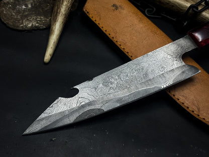 Unique Handmade Damascus Steel Knife  Resin Handle  Full Tang Blade 1