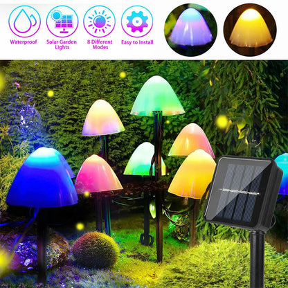 Solar Mushroom Lights, Outdoor Garden Decor, Fairy String Lights for Landscape, Lawn, Camping, and Party