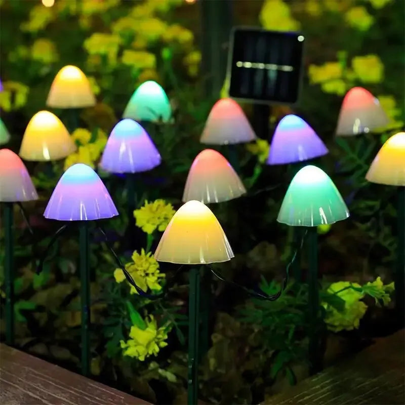 Solar Mushroom Lights, Outdoor Garden Decor, Fairy String Lights for Landscape, Lawn, Camping, and Party