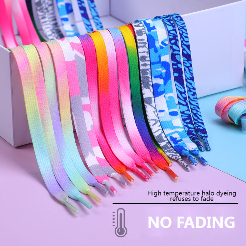 Colorful Flat Shoelaces, Rainbow Gradient Shoe Laces, Casual Canvas Shoes, Unisex Fashion Accessory