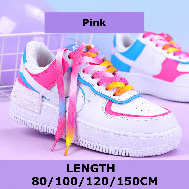 Colorful Flat Shoelaces, Rainbow Gradient Shoe Laces, Casual Canvas Shoes, Unisex Fashion Accessory