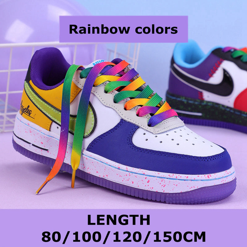 Colorful Flat Shoelaces, Rainbow Gradient Shoe Laces, Casual Canvas Shoes, Unisex Fashion Accessory