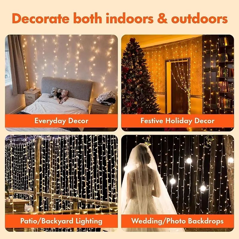 3M LED Curtain String Lights  USB Fairy Light Garland With 8 Lighting Modes For Holidays  Home Deco 2