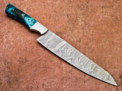 Authentic Damascus Steel Kitchen Knife  Handmade Resin Handle 2