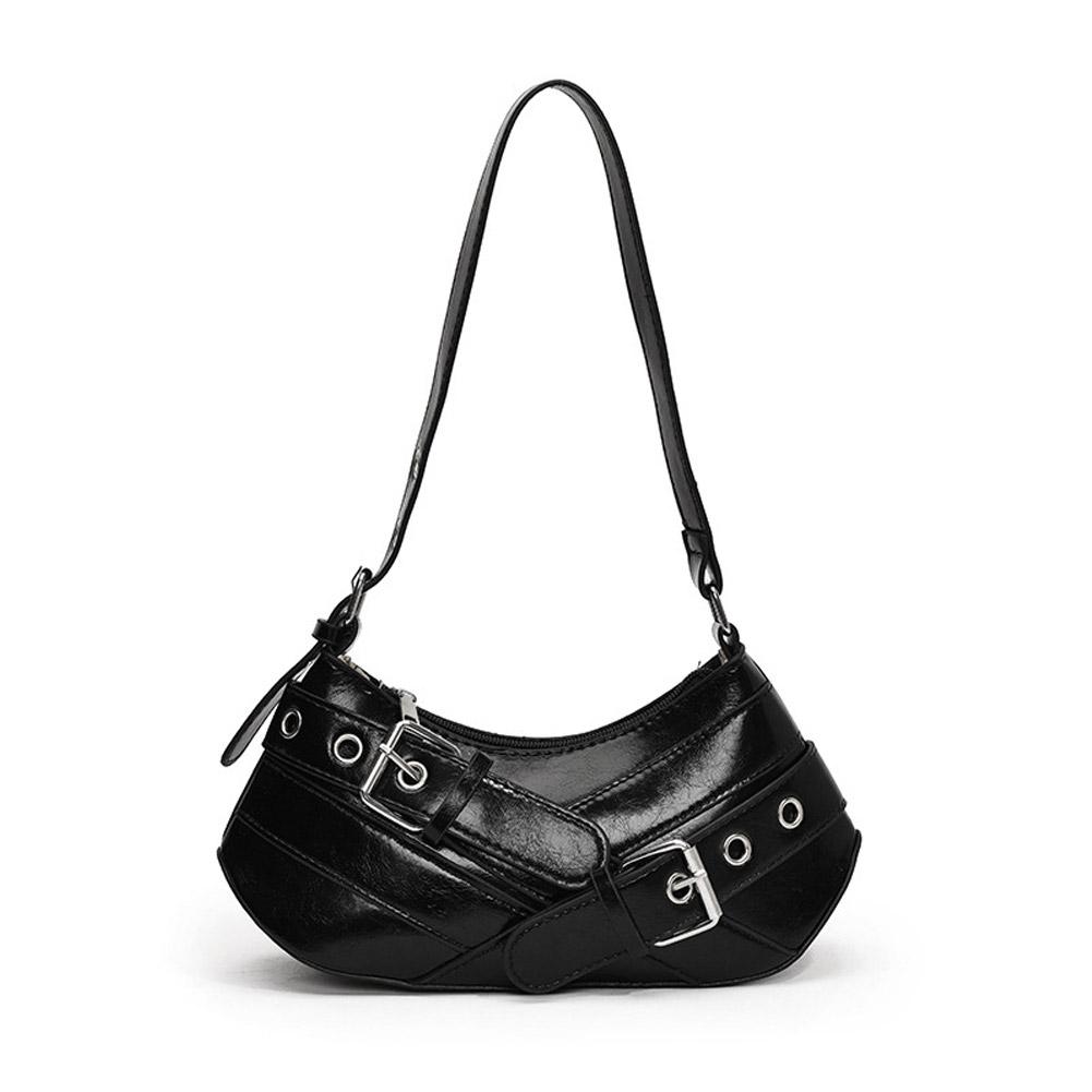 Retro style Edgy Crossbody Bag, Punk Shoulder Bag, Maillard Style Belt Design, Underarm Purse for Women
