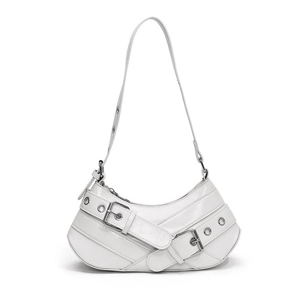 Retro style Edgy Crossbody Bag, Punk Shoulder Bag, Maillard Style Belt Design, Underarm Purse for Women
