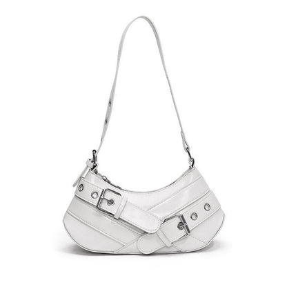 Retro style Edgy Crossbody Bag, Punk Shoulder Bag, Maillard Style Belt Design, Underarm Purse for Women
