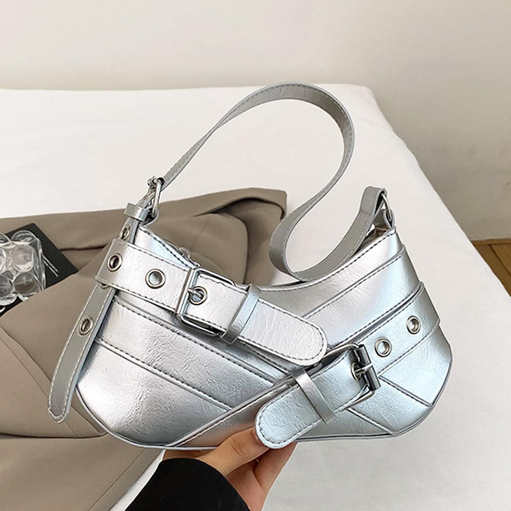 Retro style Edgy Crossbody Bag, Punk Shoulder Bag, Maillard Style Belt Design, Underarm Purse for Women