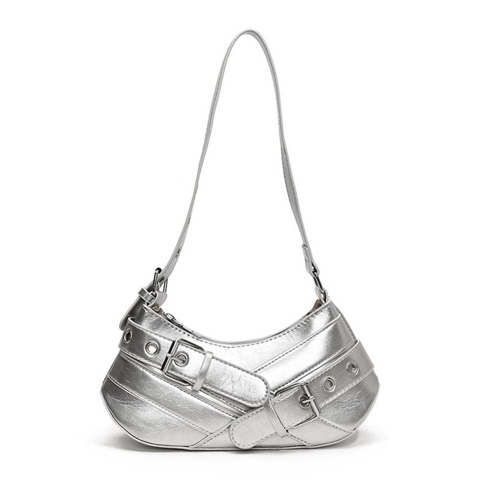 Retro style Edgy Crossbody Bag, Punk Shoulder Bag, Maillard Style Belt Design, Underarm Purse for Women