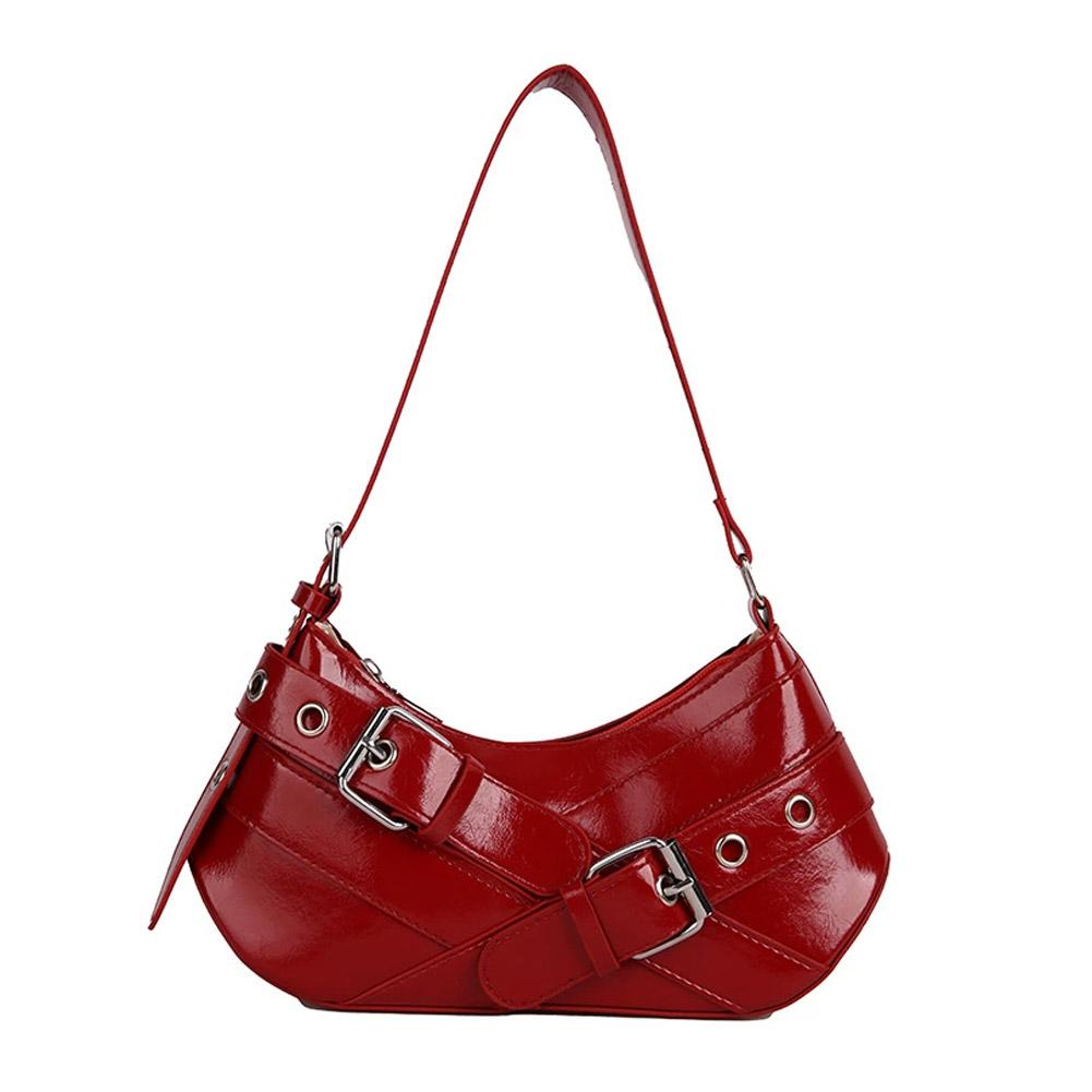 Retro style Edgy Crossbody Bag, Punk Shoulder Bag, Maillard Style Belt Design, Underarm Purse for Women