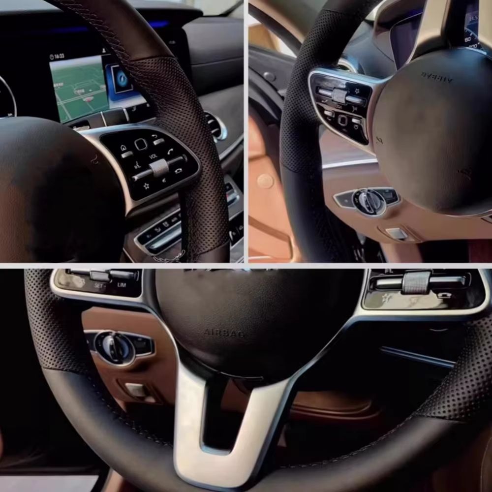 HandSewn Microfiber Leather Steering Wheel Cover For Tesla Model 3  Model Y  NonSlip Breathable Int 2