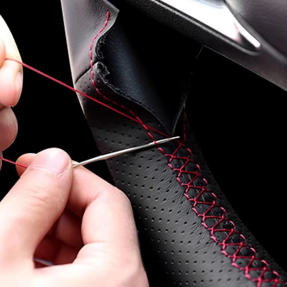 HandSewn Microfiber Leather Steering Wheel Cover For Tesla Model 3  Model Y  NonSlip Breathable Int 3
