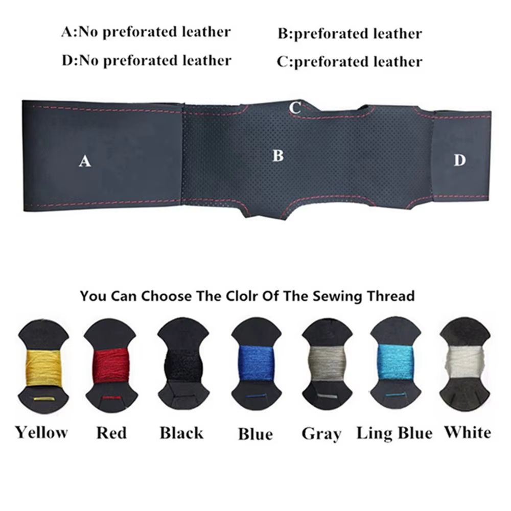 HandSewn Microfiber Leather Steering Wheel Cover For Tesla Model 3  Model Y  NonSlip Breathable Int 4