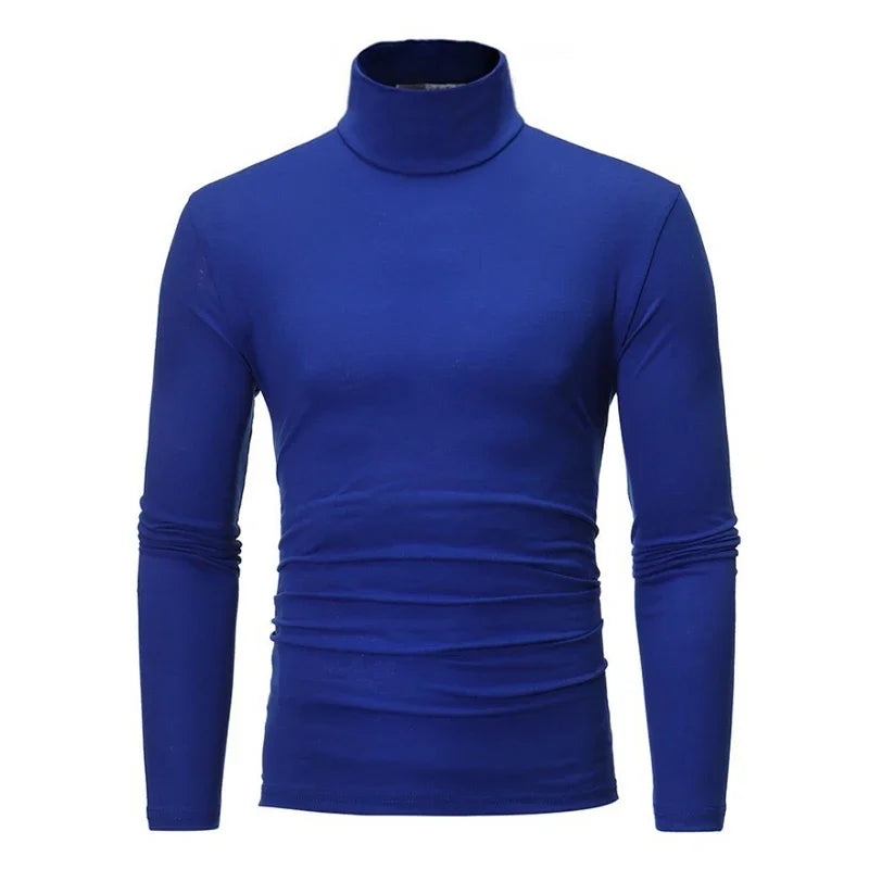 Men's Turtleneck Sweater, Thin Knitted Pullover for Spring and Autumn, Cotton Clothing in Black and White Tops