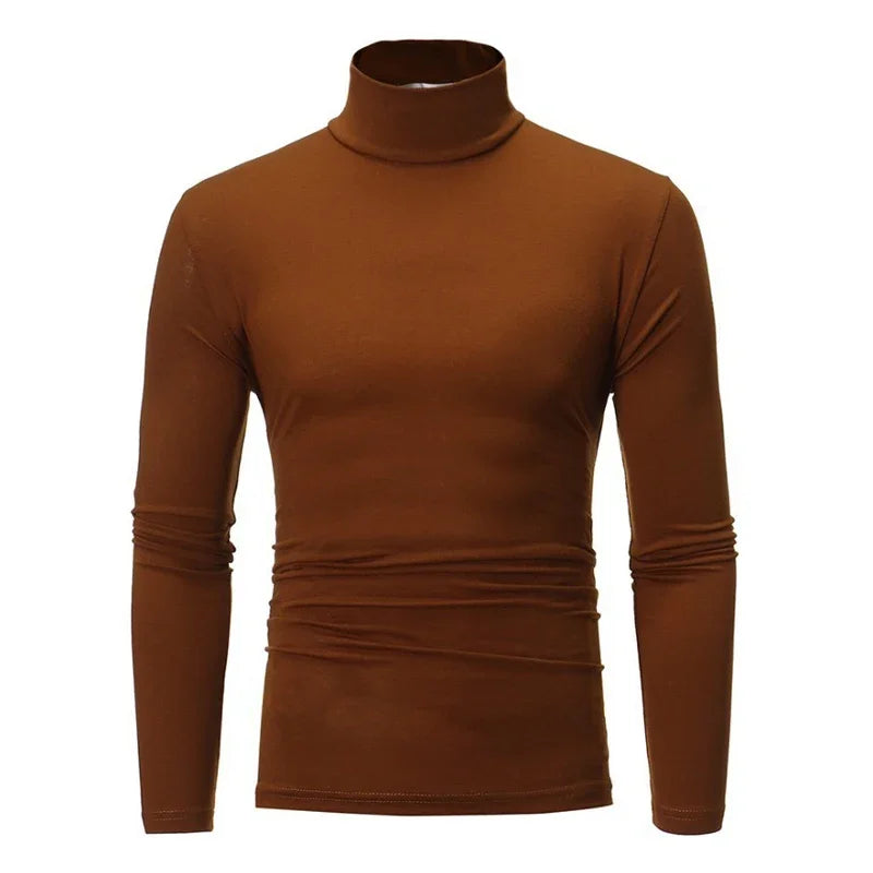 Men's Turtleneck Sweater, Thin Knitted Pullover for Spring and Autumn, Cotton Clothing in Black and White Tops