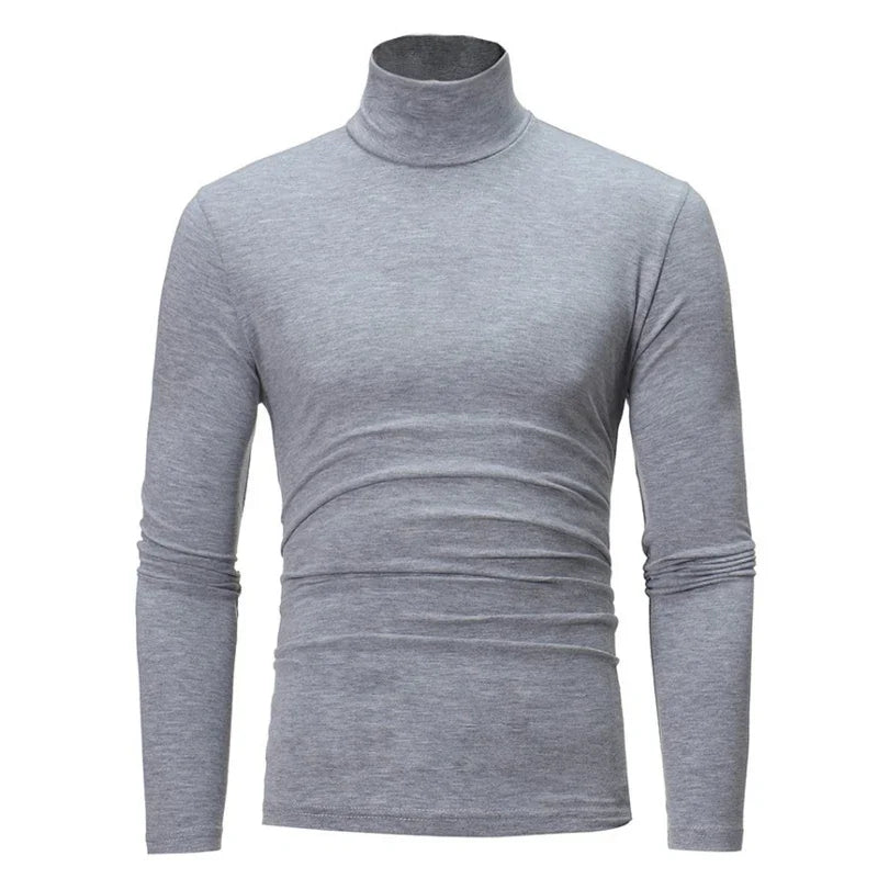 Men's Turtleneck Sweater, Thin Knitted Pullover for Spring and Autumn, Cotton Clothing in Black and White Tops