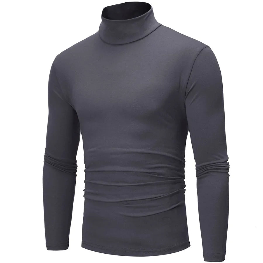 Men's Turtleneck Sweater, Thin Knitted Pullover for Spring and Autumn, Cotton Clothing in Black and White Tops