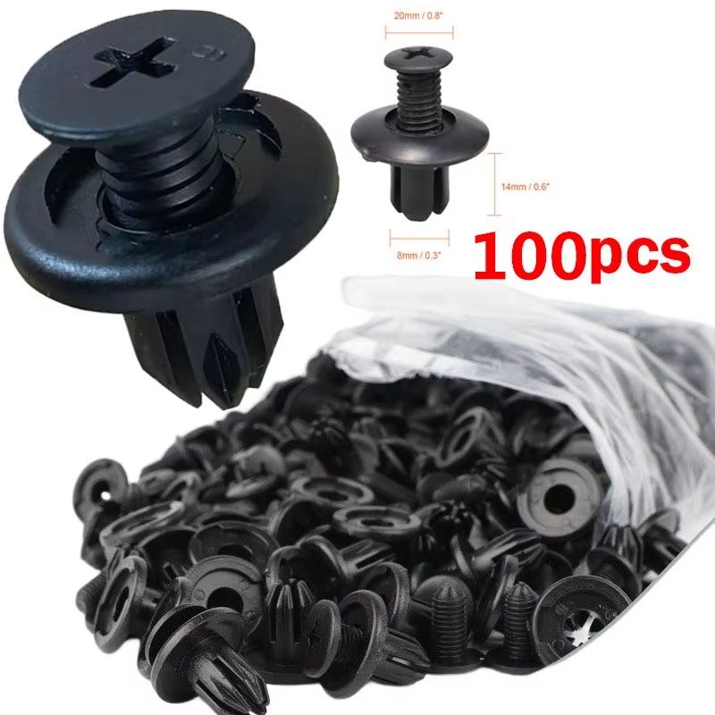 Universal 8mm Plastic Car Rivet Fasteners  Durable Fender  Bumper Clips For Toyota Kia Nissan And Y 8