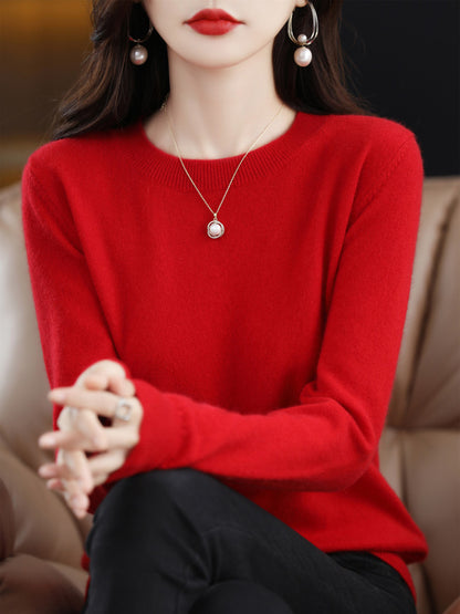 Womens Merino Wool Sweater O Neck Long Sleeve Pullover Spring Autumn Winter Basic Jumper Knitwear T 3