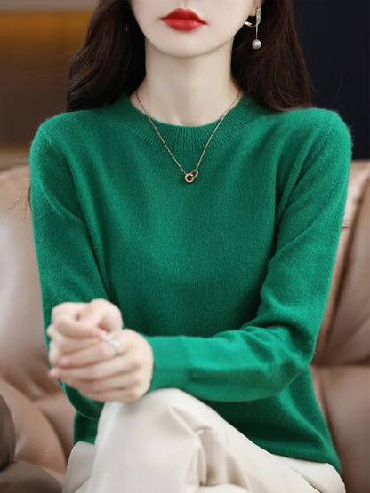 Womens Merino Wool Sweater O Neck Long Sleeve Pullover Spring Autumn Winter Basic Jumper Knitwear T 5