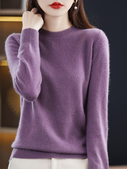 Womens Merino Wool Sweater O Neck Long Sleeve Pullover Spring Autumn Winter Basic Jumper Knitwear T 10