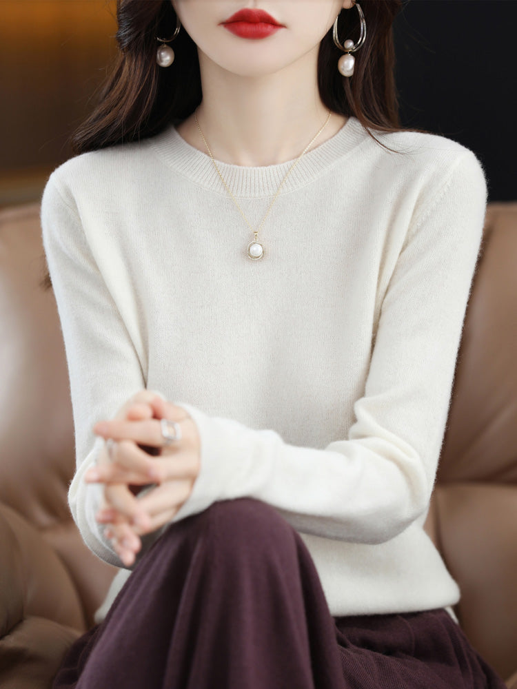 Womens Merino Wool Sweater O Neck Long Sleeve Pullover Spring Autumn Winter Basic Jumper Knitwear T 13