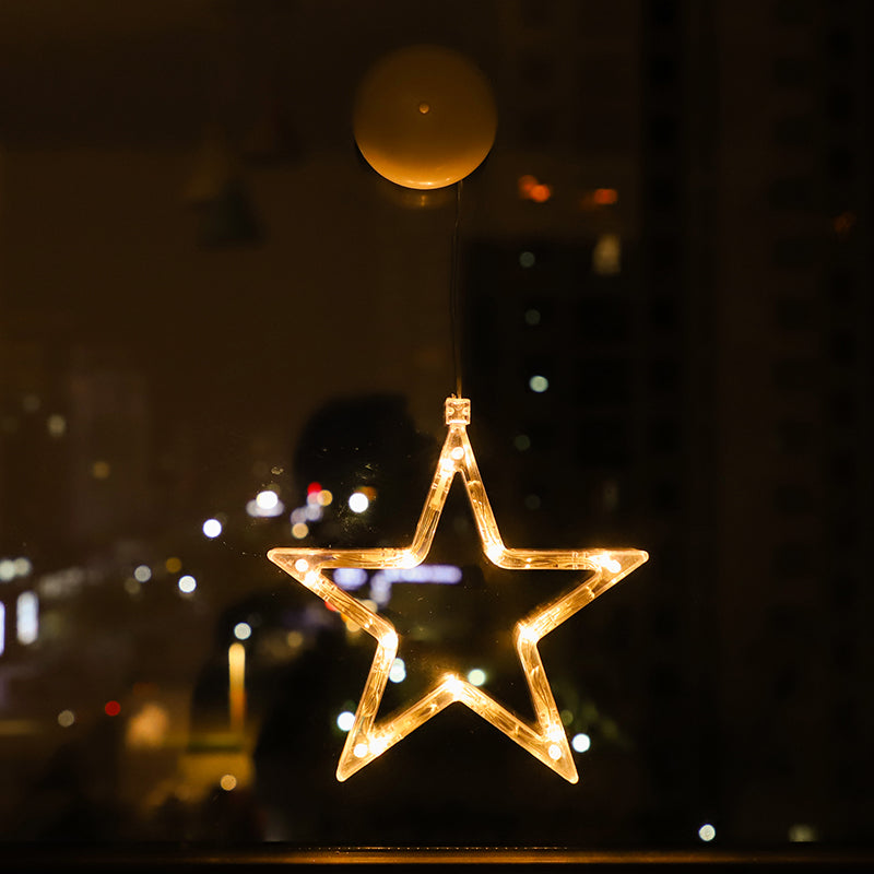 Christmas Sucker Lamp, Battery Powered LED Lights, Holiday Window Decoration for Home Decor, Bell Snowman Star Hanging
