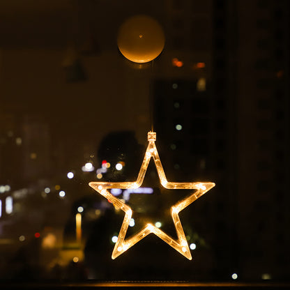 Christmas Sucker Lamp, Battery Powered LED Lights, Holiday Window Decoration for Home Decor, Bell Snowman Star Hanging