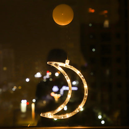 Christmas Sucker Lamp, Battery Powered LED Lights, Holiday Window Decoration for Home Decor, Bell Snowman Star Hanging