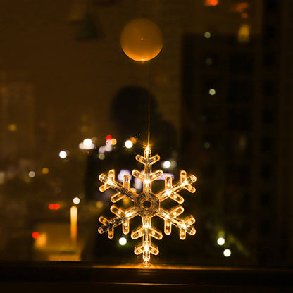 Christmas Sucker Lamp, Battery Powered LED Lights, Holiday Window Decoration for Home Decor, Bell Snowman Star Hanging