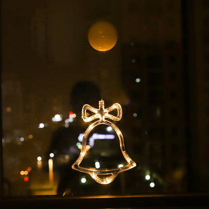 Christmas Sucker Lamp, Battery Powered LED Lights, Holiday Window Decoration for Home Decor, Bell Snowman Star Hanging