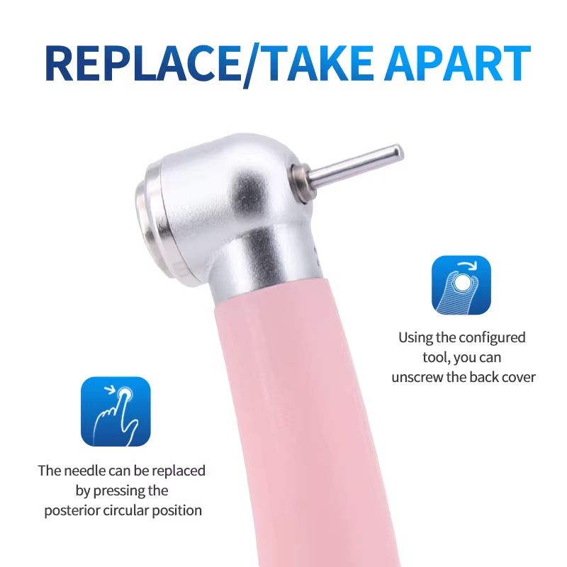 Pink Precision Dental Handpiece  HighSpeed Ceramic Bearing Tool With LED Light And Water Spray 3