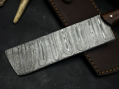 HandForged Damascus Steel Knife With Wooden Handle For Kitchen  Outdoor Use 3