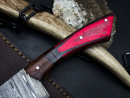 HandForged Damascus Steel Knife With Wooden Handle For Kitchen  Outdoor Use 1