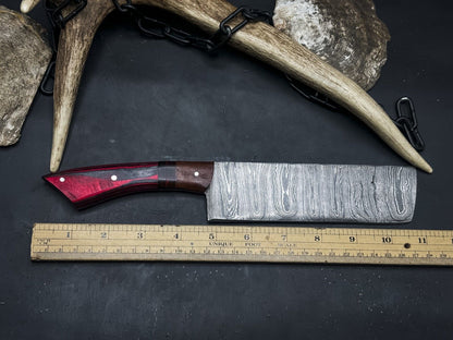 HandForged Damascus Steel Knife With Wooden Handle For Kitchen  Outdoor Use 2